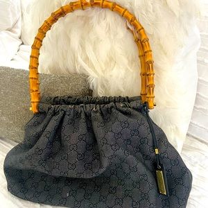 Gucci Bamboo fabric monogram hand bag